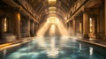 Indoor Pool with Light Rays and Columns Royalty Free Stock Photo