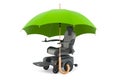 Indoor Powerchair, Electric Wheelchair under umbrella, 3D rendering Royalty Free Stock Photo