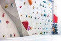 Indoor rock climbing simulation wall for mountaineering or mountain climber training Royalty Free Stock Photo