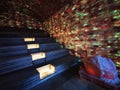 Indoor salt sauna - colorful lights and lumps of salt Royalty Free Stock Photo