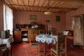 Indoor scene of ancient living room, wooden house interior, Rumsiskes Etnographic museum, Lithuania Royalty Free Stock Photo