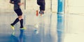 Indoor soccer sports hall. Football futsal player Royalty Free Stock Photo