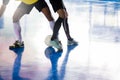 Indoor soccer sports hall. Football futsal player, ball, futsal Royalty Free Stock Photo