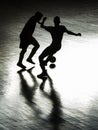 Shadows of a futsal players Royalty Free Stock Photo