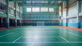 Indoor Football Training Court with Grass and Red Net Royalty Free Stock Photo