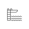 indoor sports, diving board, springboard, trampoline line icon on white backgrou