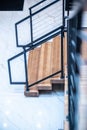 indoor stair and railing details close up