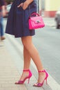 Woman legs with high heels shoes for spring summer season Royalty Free Stock Photo