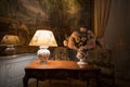 Indoor view of the Cheverny Castle, ChÃÂ¢teau de Cheverny, view of the showroom with exquisite decoration