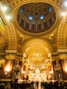 Indoor view of colorful picturesque dome ceiling in Saint Stephen`s Basilica, Budapest, Hungary Royalty Free Stock Photo