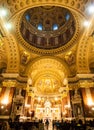 Indoor view of colorful picturesque dome ceiling in Saint Stephen`s Basilica, Budapest, Hungary Royalty Free Stock Photo