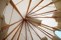 Indoor view of tipi at campsite Royalty Free Stock Photo