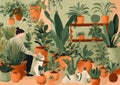 indoor woman potted flower botanist florist hobby gardener houseplant pot entrepreneur. Generative AI. Royalty Free Stock Photo