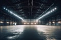 Indoors with empty huge space for industrial purposes Royalty Free Stock Photo