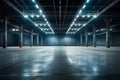Indoors with empty huge space for industrial purposes Royalty Free Stock Photo