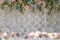 Indoors wedding decoration with acacia garlands