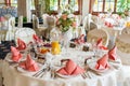 Indoors wedding reception with decor