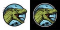 Indoraptor, X-Rex in two versions. Vector illustration.