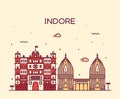 Indore skyline vector illustration linear style Royalty Free Stock Photo