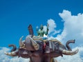 Indra on Erawan elephant in Wat Saman Rattanaram.clipping path
