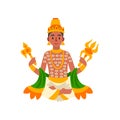 Indra Indian god of thunder, lightning and war vector Illustration on a white background