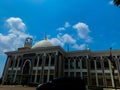 the side of the Islamic center mosque building in the city of Indramayu, West Java, Indonesia (March, 2022)