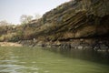 High cliffs and deep lagoon at indravati river gorge Royalty Free Stock Photo