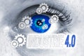 Indsutrie 4.0 (in german industry) eye looks at viewer concept