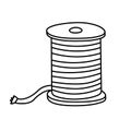 Inductance coil hand drawn doodle vector illustration black outline.