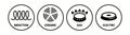 Induction icon, ceramic, gas and electric cooking hob vector symbols. Coking stove or oven grate cooker and pans surface cookware