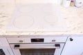 Induction white cooker used in the kitchen