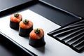 Aesthetic Appetite: Close-up Capture of a Minimalistic Gourmet Sushi Dish in Food Photography with Generative AI