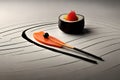 Delight in Simplicity: Fine Art Shot of a Minimalistic Sushi Composition in Gourmet Food Photography with Generative AI