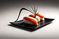 Minimalist Gastronomy: Macro Shot of Sushi in a Contemporary Style with Generative AI