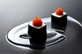 Simplicity Refined: Fine Art Shot of a Minimalistic Sushi Composition in Gourmet Food Photography with Generative AI