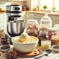 Homemade Delights: Crafting Irresistible Ice Cream in Rustic Kitchen Setting