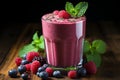 Indulge in the beauty of an exquisitely crafted smoothie displayed in elegant glassware