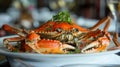 Grilled Crab Delight in Fine Dining Atmosphere