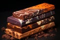 Indulge in Decadent Chocolate Bars with Liquid Fillings. Generative By Ai