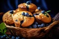 Golden Brown Blueberry Muffins with Plump Juicy Blueberries