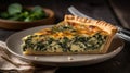 A savory and buttery spinach quiche with a flaky crust created with Generative AI