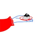 Casual Hand Holding Plate of Cake Vector Illustration Royalty Free Stock Photo