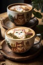 Cute and adorable cat face latte art over a cup of coffee