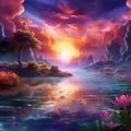 Sunset Mirage: A Dreamlike Evening Scene