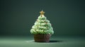 Whimsical Christmas Tree Cupcake: Minimalist Delight for Festive Celebrations.