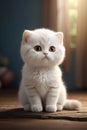 Whimsical Wonder White Scottish Fold Baby Cat Doll with Balloon-Like Roundness and Velvety Softness Royalty Free Stock Photo