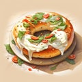 Decadent Spinach and Mozzarella Bagel Delight: The Perfect Breakfast Treat Royalty Free Stock Photo