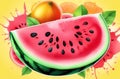 Indulge in the essence of summer with this vibrant artwork featuring a juicy watermelon slice Royalty Free Stock Photo