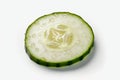 Refreshing Slice: Crisp Cucumber Slice on White Background