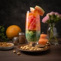 Tall Glass of Sweet and Refreshing Melon Sa Malamig with Sweet Treats